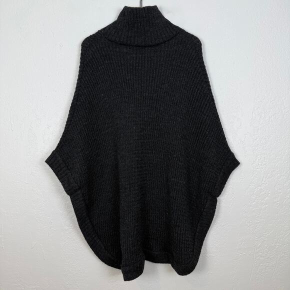 Baltic Inspirations Wool Ribbed Knit Poncho Sweater Lagenlook Minimalist OS - Picture 3 of 5